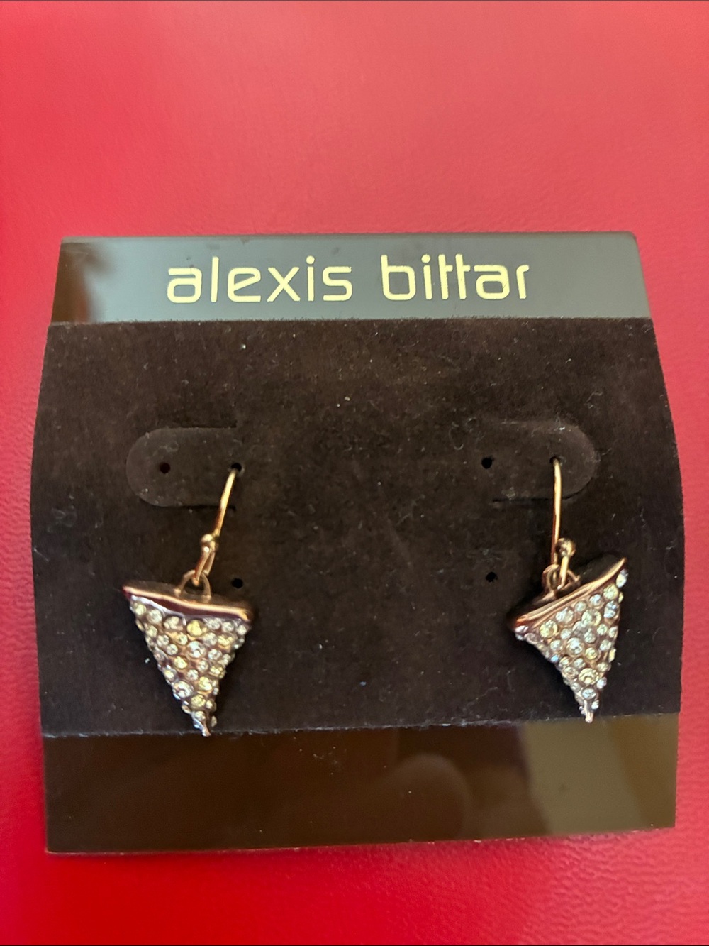 Alexis Bittar Gold-Tone 2 sided Crystal Triangle Drop Earrings